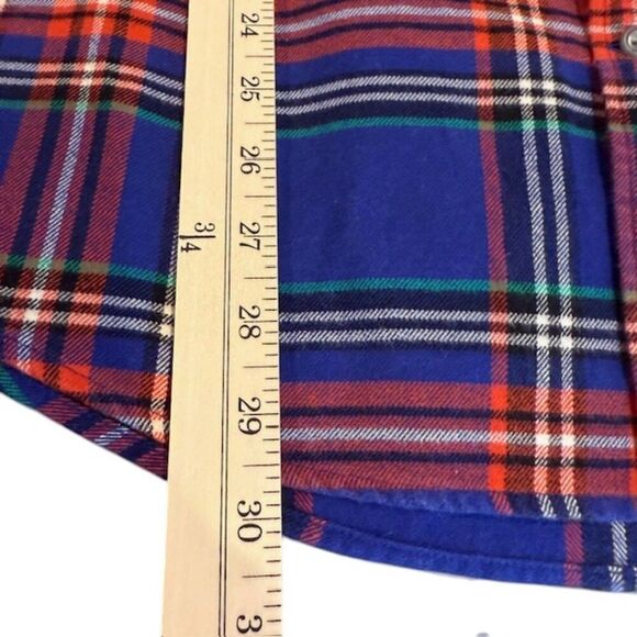 Lands' End Flannel Shirt Traditional Fit Contrast Cuffs Blue Red Size Large - Picture 11 of 14